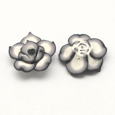 Arcilla de polímero hecho a mano 3 abalorios de loto d flores CLAY-Q203-25mm-04-1
