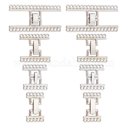 SUPERFINDINGS 8 Sets 4 Styles Alloy Slide Lock Clasp Platinum Layering Clasp Brass Multi Strands Slide Clasps for Jewelry Craft FIND-FH0004-48-1