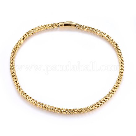 304 Stainless Steel Wheat Chain Necklaces NJEW-H493-16G-1