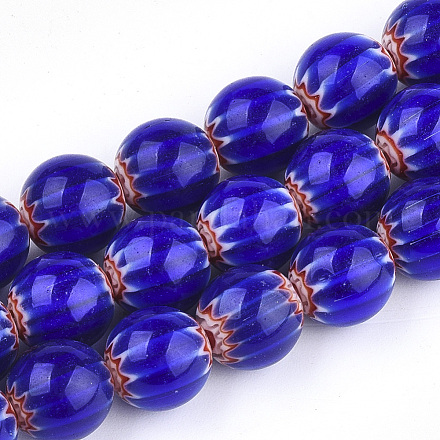 Chapelets de perles vernissées de millefiori manuelles LAMP-S191-16-1