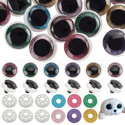 Pandahall elite 24 set 6 colori occhi di bambola di plastica DOLL-PH0001-27-1