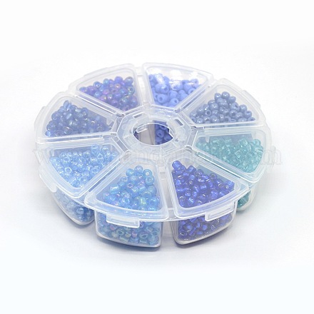 1 Box Blue 6/0 Glass Seed Beads SEED-X0027-B-1