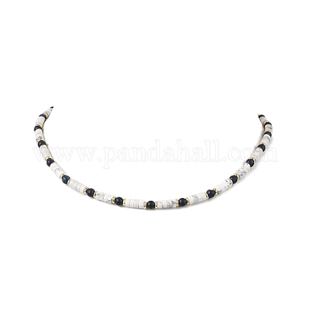 Ожерелья из круглых бусин хейши из натурального лазурита и натурального хаулита NJEW-JN05662-1