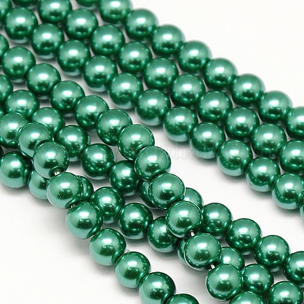 Fili di perle rotonde di perle di vetro tinto ecologico X-HY-A002-8mm-RB118-1