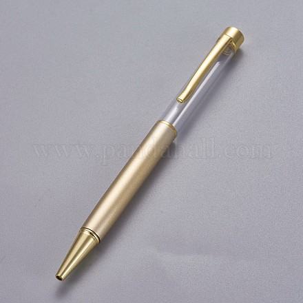 創造的な空のチューブボールペン  内側に黒のインクペンを詰め替えます  DIYキラキラエポキシ樹脂クリスタルボールペンハーバリウムペン作り用  ゴールドカラー  ゴールド  140x10mm AJEW-L076-A35-1