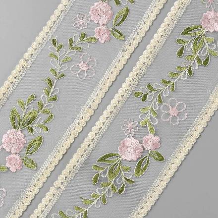 30 ярд полиэстеровой кружевной ленты с цветочной вышивкой DIY-WH0430-317-1
