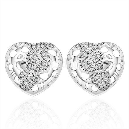 Hollow Heart Brass Stud Earrings EJEW-BB11955-1