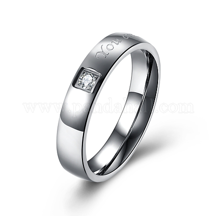 Regali di san valentino anelli per coppia in acciaio al titanio incisi per donna RJEW-BB16383-6P-1