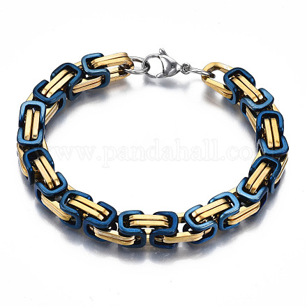 Placage ionique (ip) deux tons 201 bracelet chaîne byzantine en acier inoxydable pour hommes femmes BJEW-S057-86A-02-1