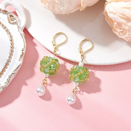 Стеклянные серьги-капли с застежкой-рычагом EJEW-MZ00531-02-1