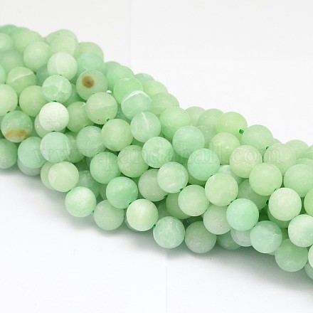 Brins de perles synthétiques en jade (verre) du Myanmar G-L448-14-4mm-1-1