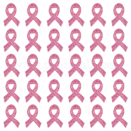 Fingerinspire 30 Stück rosafarbene Band-Brustkrebs-Bewusstseins-Stoffflicken PATC-FG0001-48-1