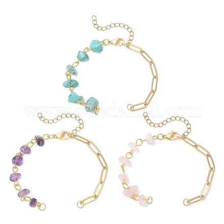 3 шт. 3 стиля браслета-цепочки из синтетической бирюзы AJEW-JB01400-1