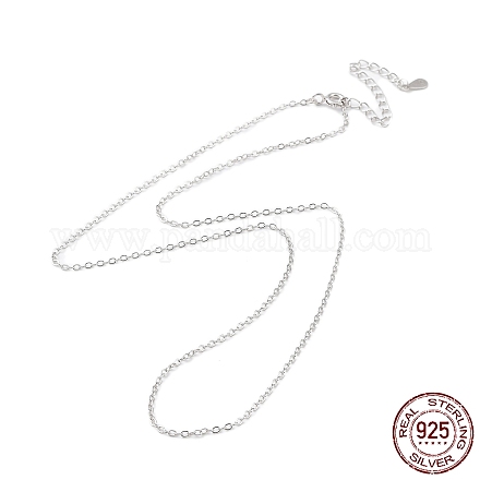 Collar de cadena de plata de primera ley con baño de rodio y platino. NJEW-A011-02P-1