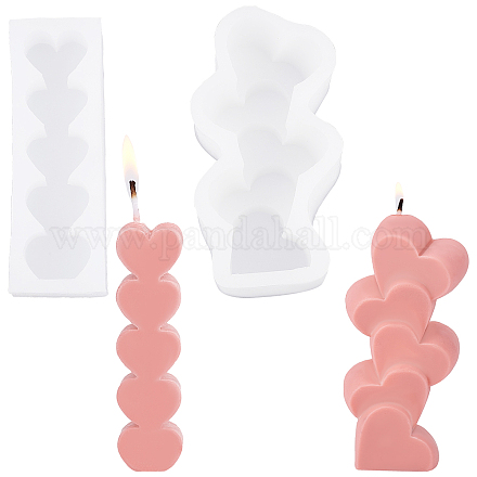 SUPERFINDINGS 2 Style Heart Candle Silicone Mold 3D Stacking Hearts Shape Resin Casting Mold 3D Scattered Love Candle Mold for Chocolate Candy Fondant Handmade Candles DIY-FH0004-21-1