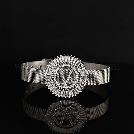 Латунные браслеты с микропаве из прозрачных кубических цирконий для женщин FS-WGA7409-26-1