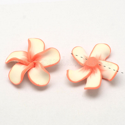 Handmade Polymer Clay 3D Flower Plumeria Beads CLAY-Q197-30mm-01E-1
