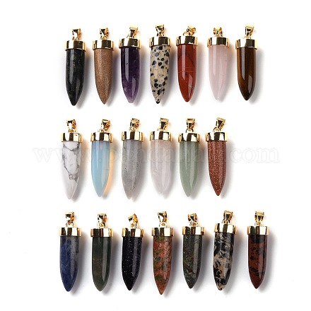Natural & Synthetic Mixed Gemstone Pointed Pendants G-C023-12-1