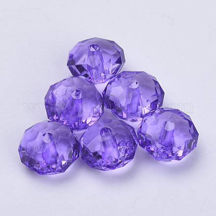 透明なアクリルビーズ  多面カット  ロンデル  青紫色  22x15mm  穴：3mm  約135個/500g TACR-Q258-22mm-V50-1