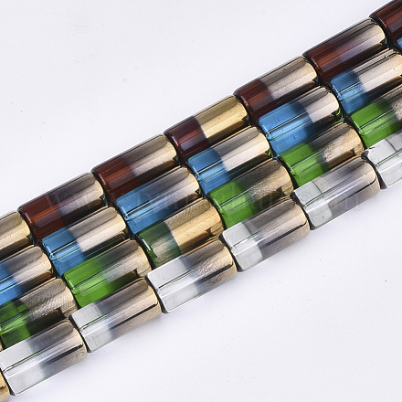 Half Electroplate Glass Beads Strands EGLA-S177-01-1