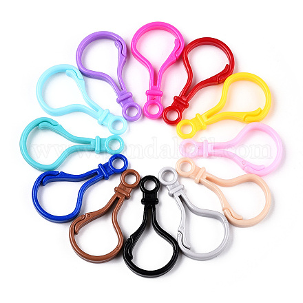 Opaque Solid Color Bulb Shaped Plastic Push Gate Snap Keychain Clasp Findings KY-N022-08-1