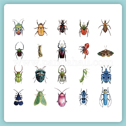 40Pcs 20 Styles Waterproof PET Insects Sticker Labels PW-WG83746-10-1