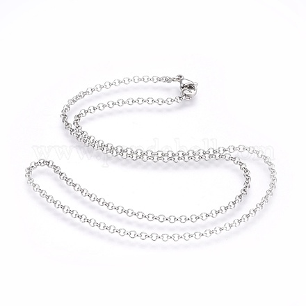 201 Stainless Steel Rolo Chain Necklaces NJEW-F248-13A-P-1