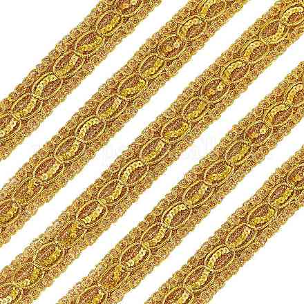 メタリック糸リボン  ジャカードリボン  服飾材料  スパンコール入り  ゴールデンロッド  1-1/8インチ（30mm）  約14.22ヤード（13m）/カード OCOR-WH0065-10B-1