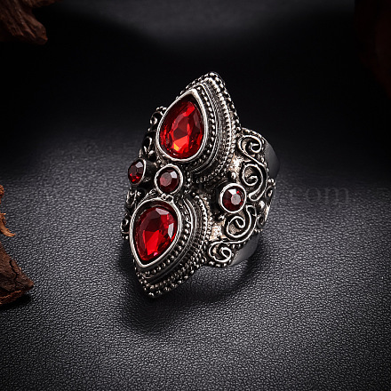Кольца для пальцев в стиле бохо из цинкового сплава с имитацией лунного камня/стразов в форме капли и овала FS-WGFB6C4-13-1