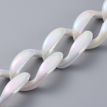 Handmade Acrylic Imitation Pearl Curb Chains AJEW-JB00521-1