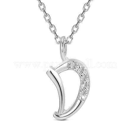 SHEGRACE Rhodium Plated 925 Sterling Silver Initial Pendant Necklaces JN900A-1