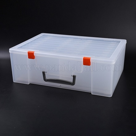 プラスチックビーズ収納ケース  フリップトップビーズ収納  取り外し可能な  18のコンパートメント  長方形  透明  14-1/4x10-1/2x4-7/8インチ（36.3x26.8x12.5cm）  コンパートメント：約17.5x11x2.6cm  18区画/ボックス CON-L022-20-1