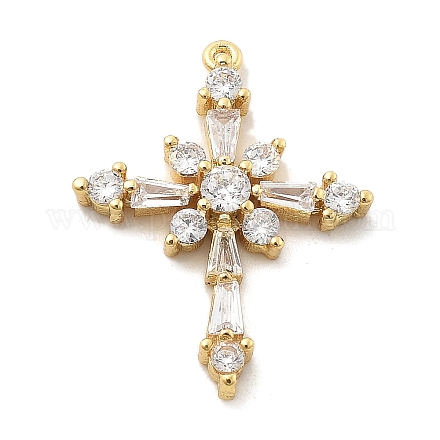 Латунные микропаве прозрачные подвески с фианитом KK-L228-03G-01-1