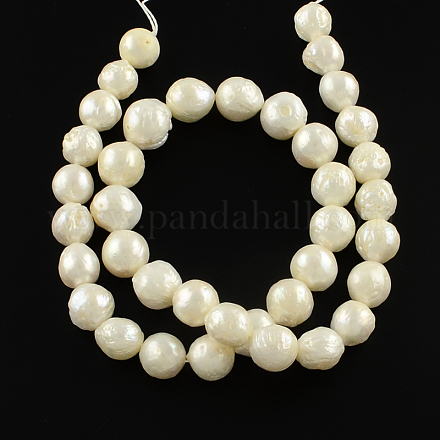 Fili di perle di keshi di perle barocche naturali PEAR-Q004-38-1