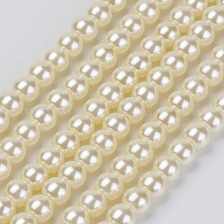 Eco-Friendly Glass Pearl Beads Strands HY-A008-10mm-RB003-1
