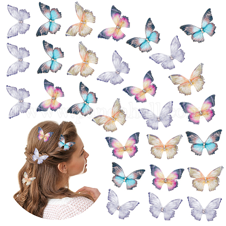 4 упаковка 4 цвета тканевая заколка для волос бабочка из кожи аллигатора FIND-CP0002-48-1