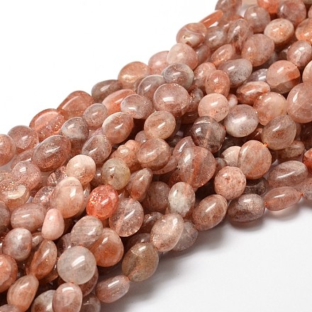 Natural Sunstone Nuggets Beads Strands G-J336-05-1