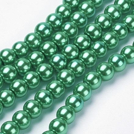 Round Glass Pearl Beads Strands JPS6MMY-4-1