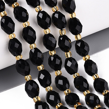 Натуральный черный обсидиан бисер пряди G-N342-53-8x6-01-1