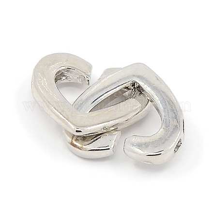 Laiton deux boucles de verrouillage coeur fermoirs pour bricolage bijoux KK-M051-01P-1