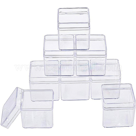 BENECREAT 18 Pack Square High Transparency Plastic Bead Storage Containers Box Case for beauty supplies CON-BC0004-10-1