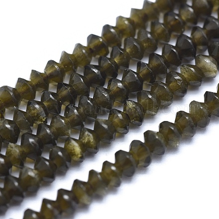 Naturale lucentezza dorata perle di ossidiana fili G-E530-15G-1