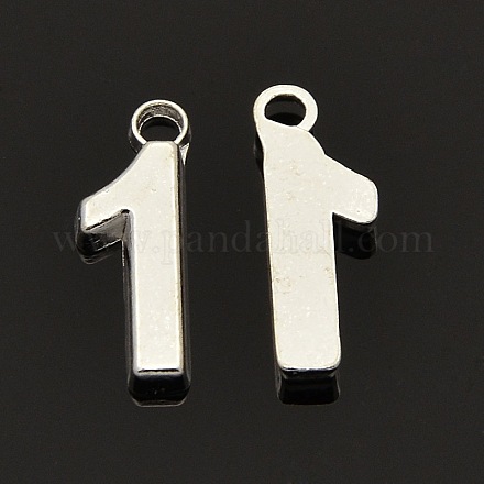 Rack Plated Zinc Alloy Number Charms PALLOY-A062-1S-NR-1