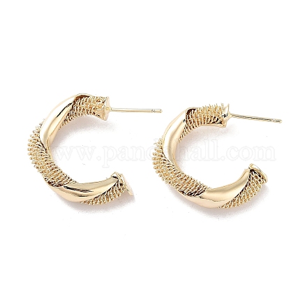 Boucles d'oreilles en laiton avec anneau torsadé EJEW-F332-03G-1