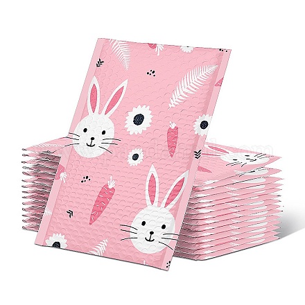 長方形のウサギ クラフト紙バブル メーラー  セルフシールのバブルパッド入り封筒  梱包用封筒  ピンク  27x20cm FAMI-PW0001-46-1