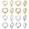 8 Pairs 8 Style Brass Hoop Earrings, with Clear Cubic Zirconia and Loops, Golden & Stainless Steel Color, 13.5~16x11.7~15x2~4mm, Hole: 1~1.8mm, Pin: 0.8~1mm, 1 Pair/style