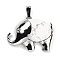 Natural Howlite Pendants, Elephant Charms with Alloy Findings, Platinum, 29x37~37.5x9.5~10mm, Hole: 3x9mm