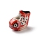 Handmade Porcelain European Beads, Fish, Famille Rose Porcelain, Red, 17.5x21x10mm, Hole: 4mm