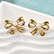 304 Stainless Steel Stud Earrings, with Freshwater Pearl Beads, Bowknot, Ion Plating(IP), Real 18K Gold Plated, 28x20.5mm