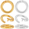 6Pcs 2 Colors 925 Sterling Silver Lock Jump Ring, Round Ring, with 925 Stamp and Double Sided Suede Fabric Silver Polishing Cloth, Mixed Color, 8x1.5mm, Inner Diameter: 5mm